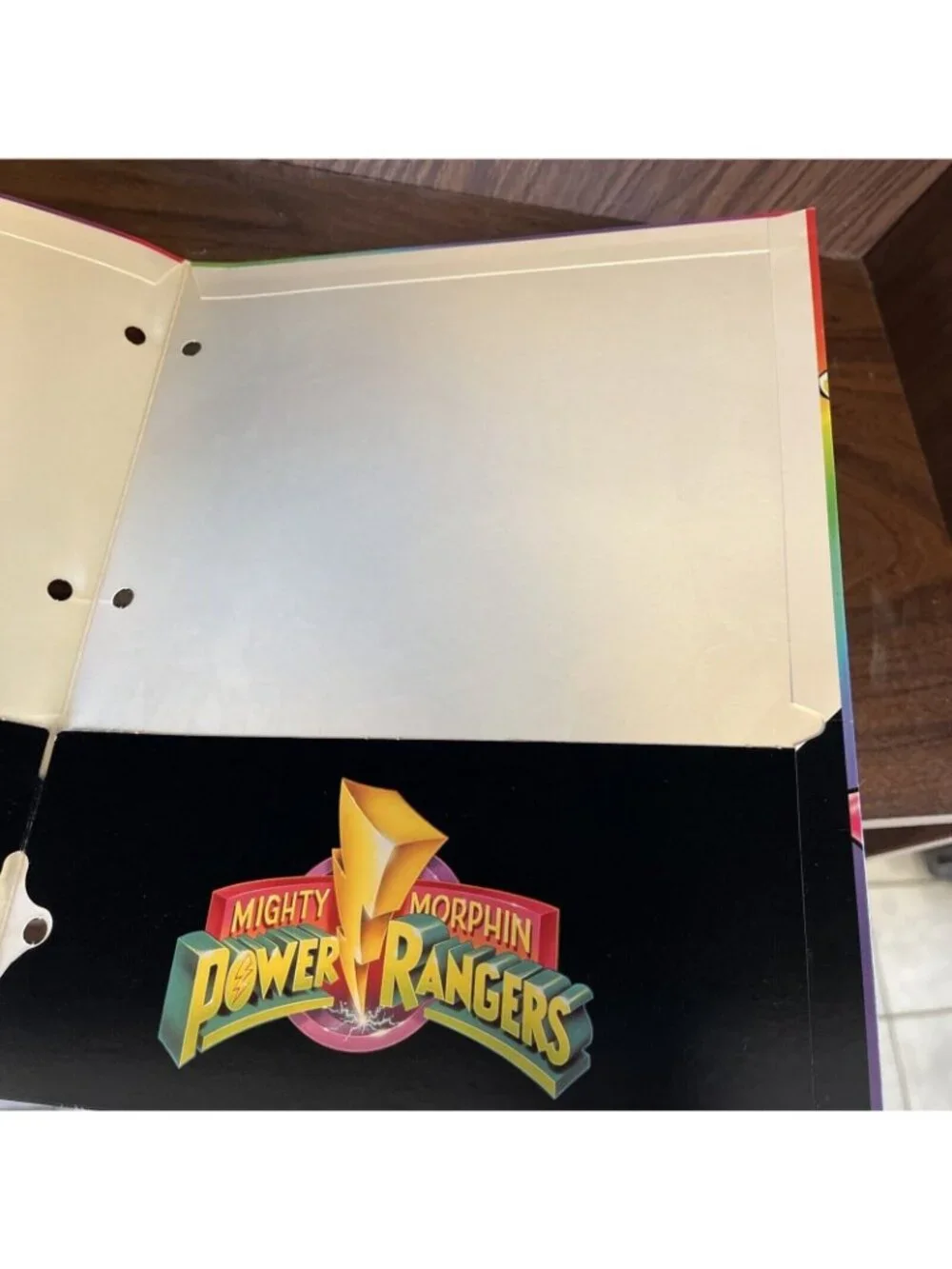 Vintage 1993 Mighty Morphin Power Rangers 3 hole School Folder